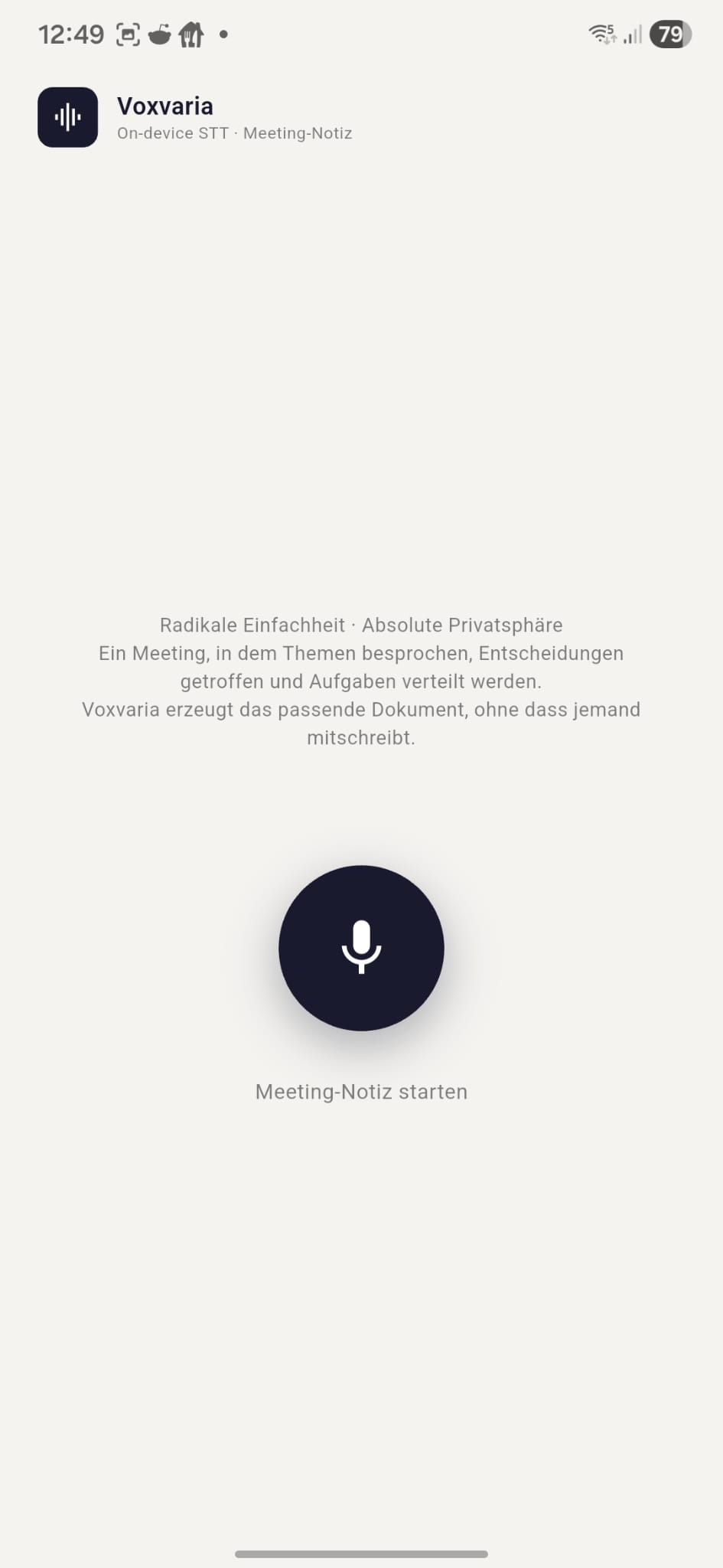 Screenshot: laufende Aufnahme mit Live-Transkription