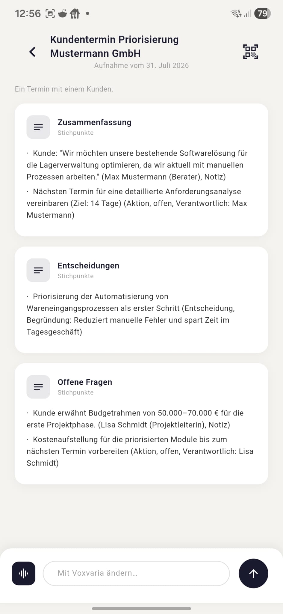 Screenshot: fertig strukturiertes Dokument