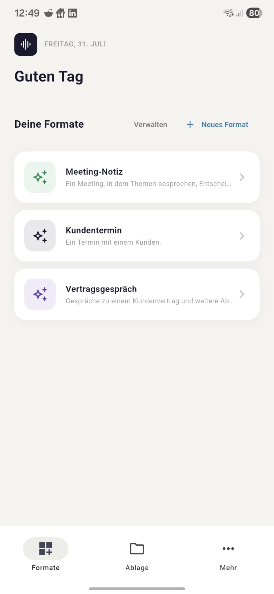 Screenshot: Startbildschirm von Voxvaria